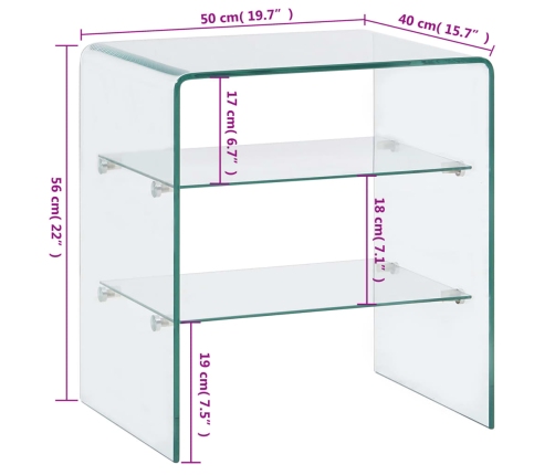 Mesa de centro de vidrio templado 50x40x56 cm