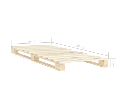 Estructura de cama de palés madera maciza de pino 90x200 cm