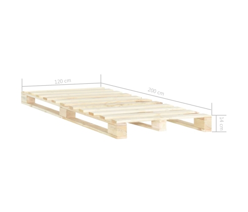 Estructura cama palets sin colchón madera maciza pino 120x200cm