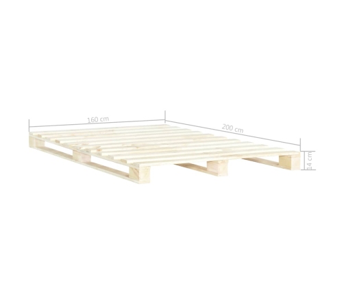 Estructura de cama de palets madera maciza de pino 160x200 cm