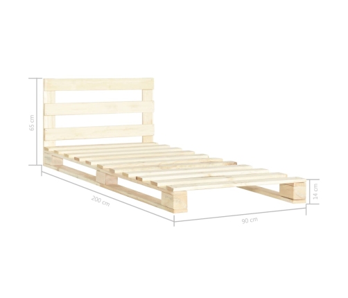 Estructura cama palets sin colchón madera maciza pino 90x200 cm