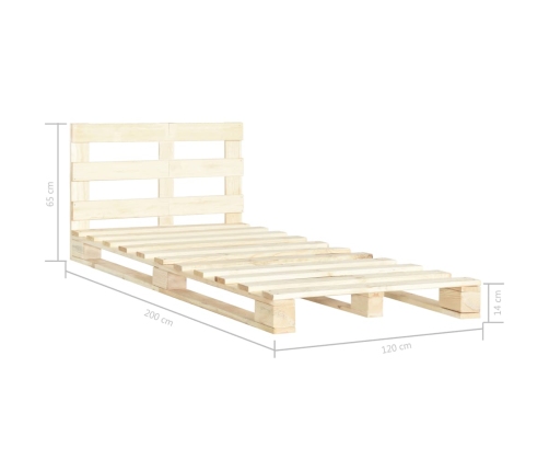 Estructura cama palets sin colchón madera maciza pino 120x200cm