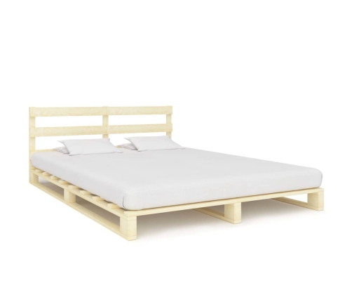 vidaXL Estructura cama palets y cabecero madera maciza pino 140x200 cm