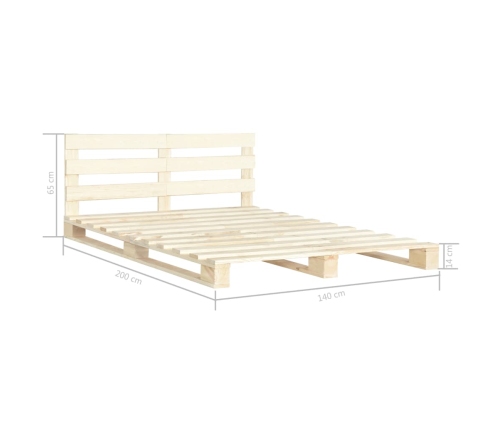 vidaXL Estructura cama palets y cabecero madera maciza pino 140x200 cm