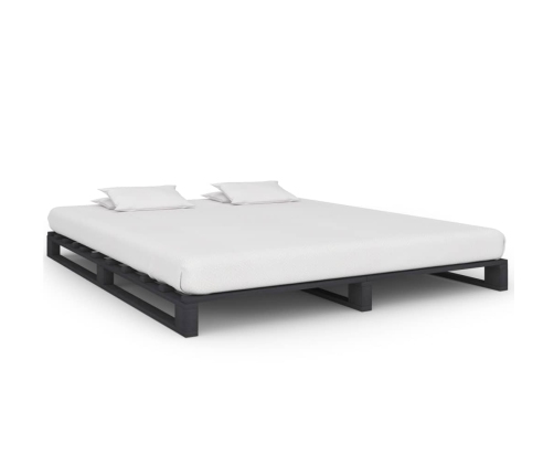 vidaXL Estructura de cama de palés madera maciza pino gris 160x200 cm