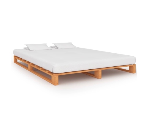 Estructura de cama de palés madera maciza pino marrón 120x200cm