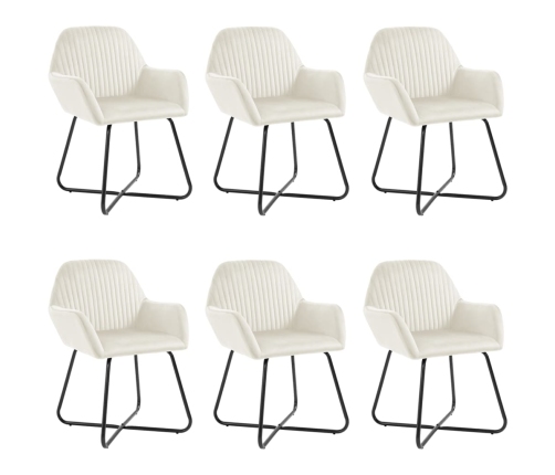 Sillas de comedor 6 unidades de terciopelo crema