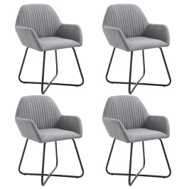 Sillas de comedor 4 unidades tela gris claro
