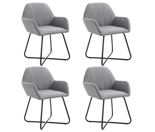 Sillas de comedor 4 unidades tela gris claro