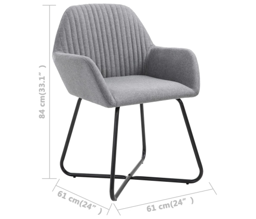 Sillas de comedor 4 unidades tela gris claro