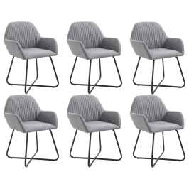 Sillas de comedor 6 unidades de tela gris claro