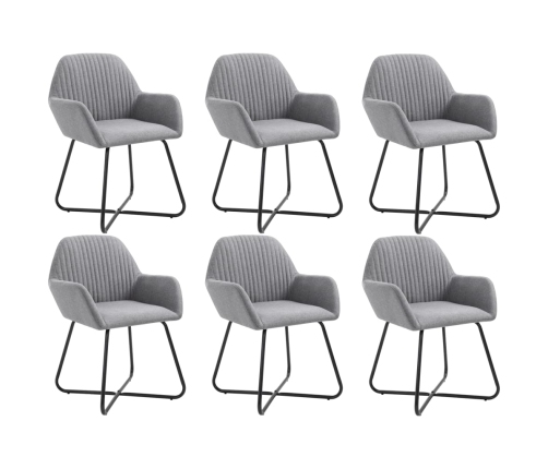 Sillas de comedor 6 unidades de tela gris claro