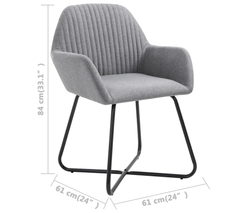Sillas de comedor 6 unidades de tela gris claro