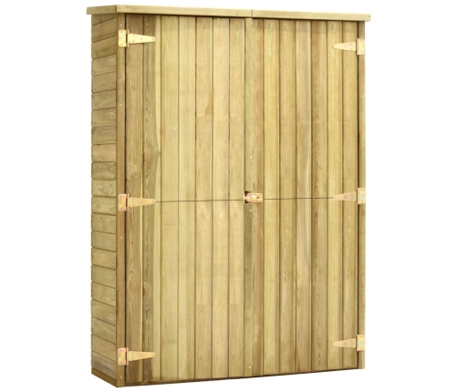 Caseta herramientas jardín madera pino impregnada 123x50x171 cm