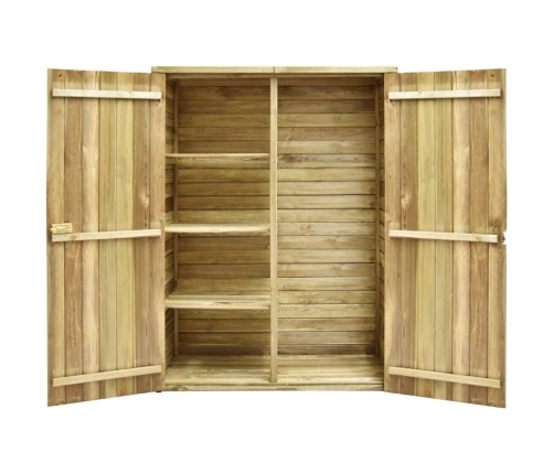 Caseta herramientas jardín madera pino impregnada 123x50x171 cm