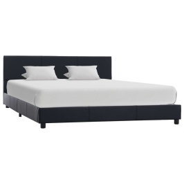 Estructura de cama sin colchón cuero sintético negro 120x200 cm