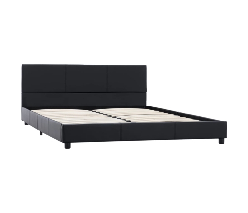 Estructura de cama sin colchón cuero sintético negro 120x200 cm