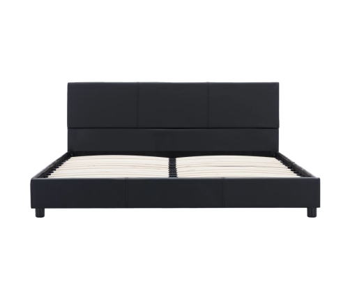 Estructura de cama sin colchón cuero sintético negro 120x200 cm