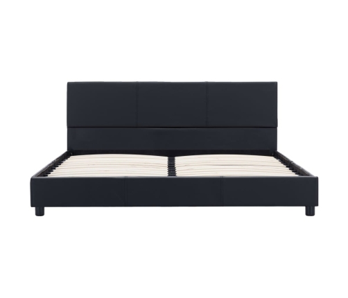 Estructura de cama cuero sintético negro 160x200 cm