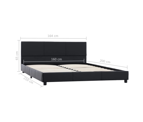 Estructura de cama cuero sintético negro 160x200 cm