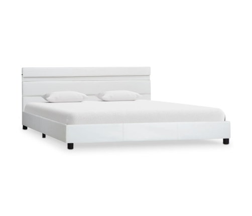 vidaXL Estructura de cama con LED cuero sintético blanco 120x200 cm