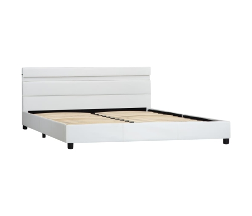 vidaXL Estructura de cama con LED cuero sintético blanco 120x200 cm