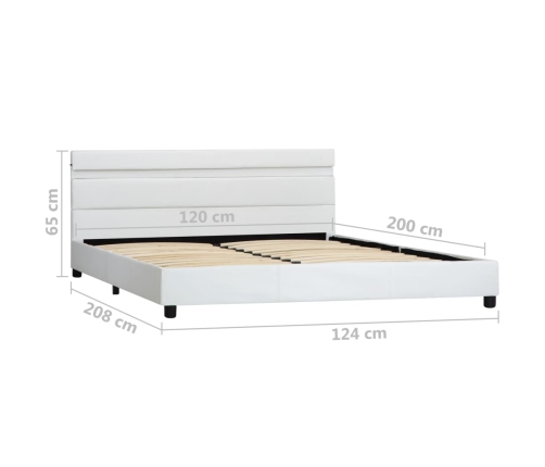 vidaXL Estructura de cama con LED cuero sintético blanco 120x200 cm