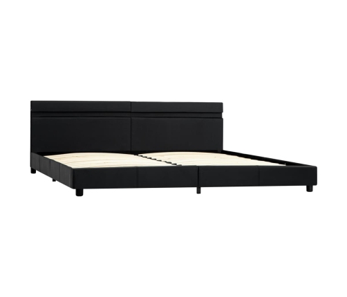 Estructura de cama LED cabecero cuero sintético negro 180x200cm