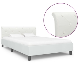 Estructura de cama sin colchón cuero sintético blanco 140x200cm