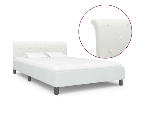 Estructura de cama sin colchón cuero sintético blanco 140x200cm