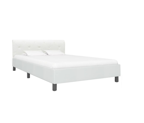 Estructura de cama sin colchón cuero sintético blanco 140x200cm