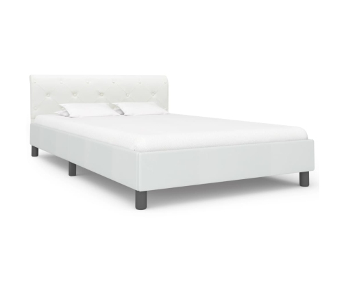 Estructura de cama sin colchón cuero sintético blanco 140x200cm