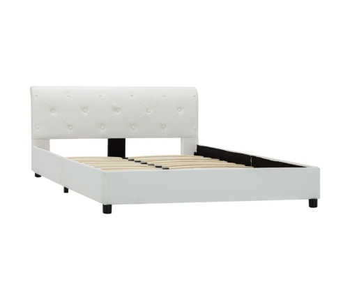 Estructura de cama sin colchón cuero sintético blanco 140x200cm