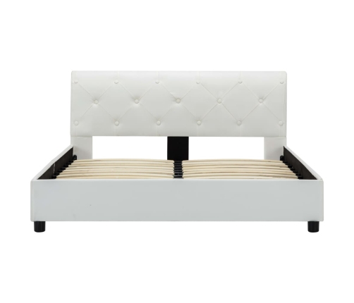 Estructura de cama sin colchón cuero sintético blanco 140x200cm