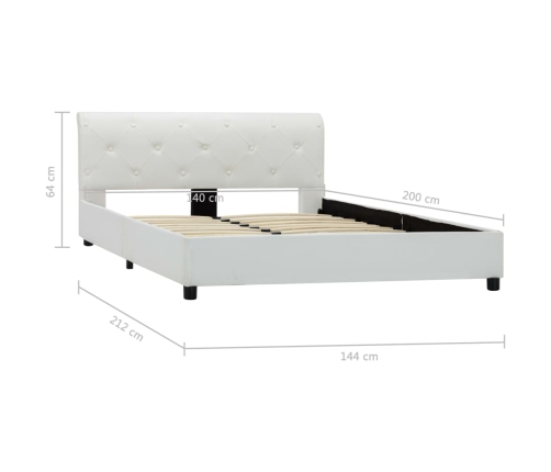 Estructura de cama sin colchón cuero sintético blanco 140x200cm