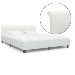 Estructura de cama de cuero sintético blanco 160x200 cm