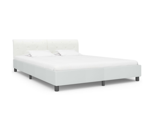 Estructura de cama de cuero sintético blanco 160x200 cm