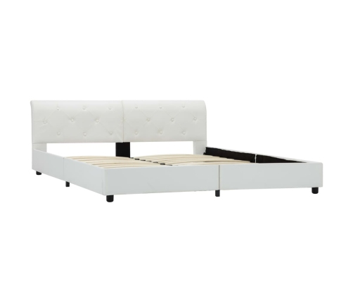 Estructura de cama de cuero sintético blanco 160x200 cm