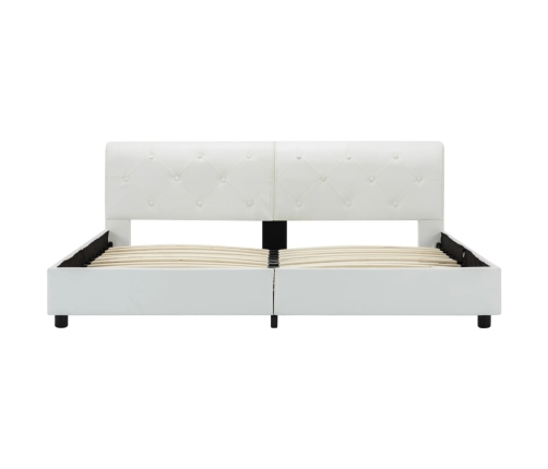 Estructura de cama de cuero sintético blanco 160x200 cm