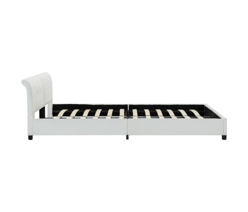 Estructura de cama de cuero sintético blanco 160x200 cm