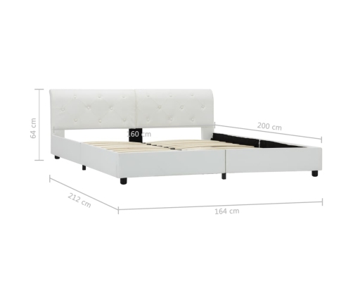 Estructura de cama de cuero sintético blanco 160x200 cm