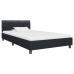 Estructura de cama sin colchón cuero sintético negro 90x200 cm