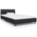 Estructura de cama sin colchón cuero sintético negro 90x200 cm