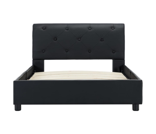 Estructura de cama sin colchón cuero sintético negro 90x200 cm
