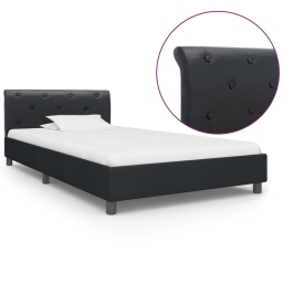 Estructura de cama de cuero sintético negro 100x200 cm
