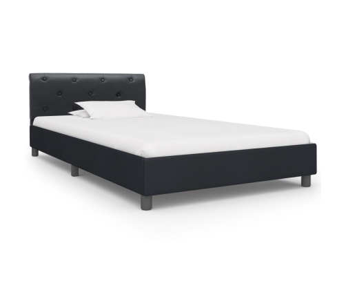 Estructura de cama de cuero sintético negro 100x200 cm