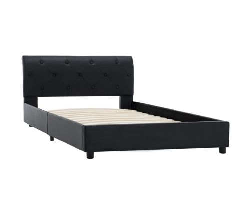 Estructura de cama de cuero sintético negro 100x200 cm
