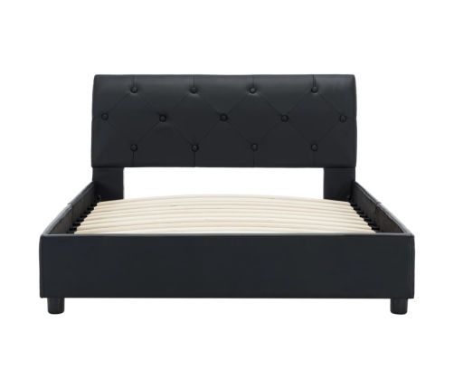 Estructura de cama de cuero sintético negro 100x200 cm