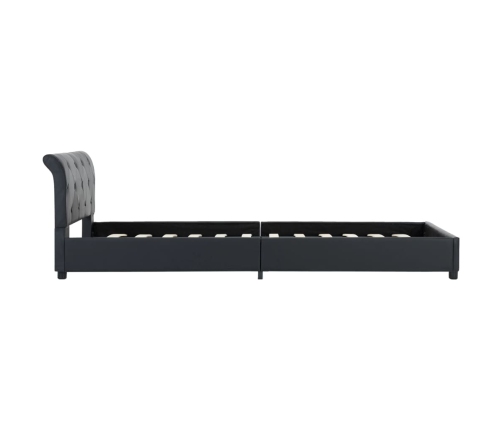 Estructura de cama de cuero sintético negro 100x200 cm