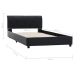 Estructura de cama de cuero sintético negro 100x200 cm
